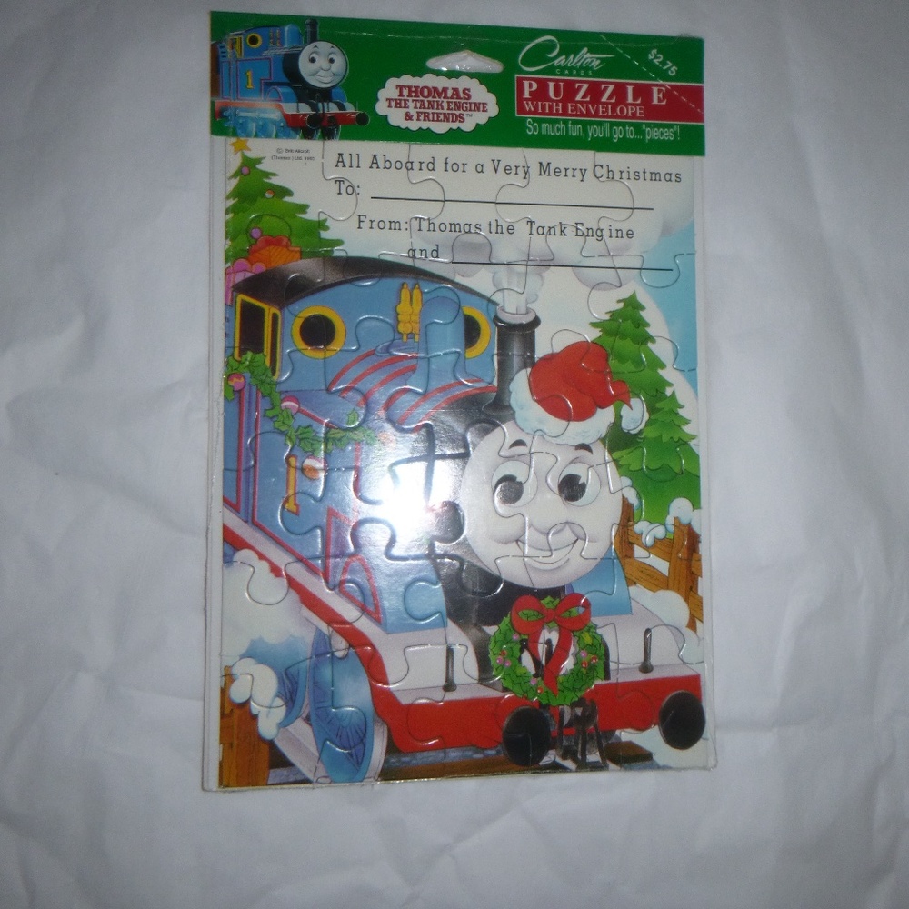 RARE! CARLTON PUZZLE CARDS w/ENVELOPE THOMAS THE TANK ENGINE CHRISTMAS NEW